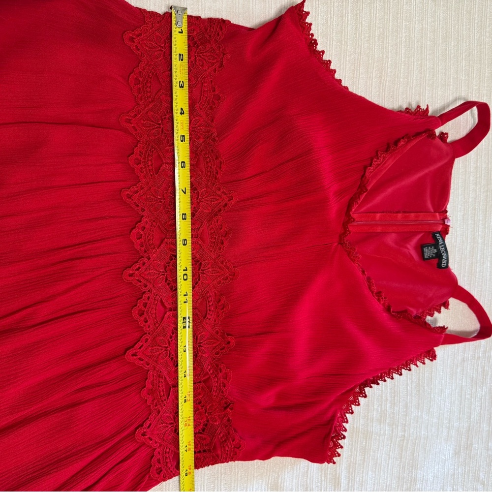 Nina Leonard Red Sleeveless Maxi Dress with Lace Waist - Picture 5 of 8